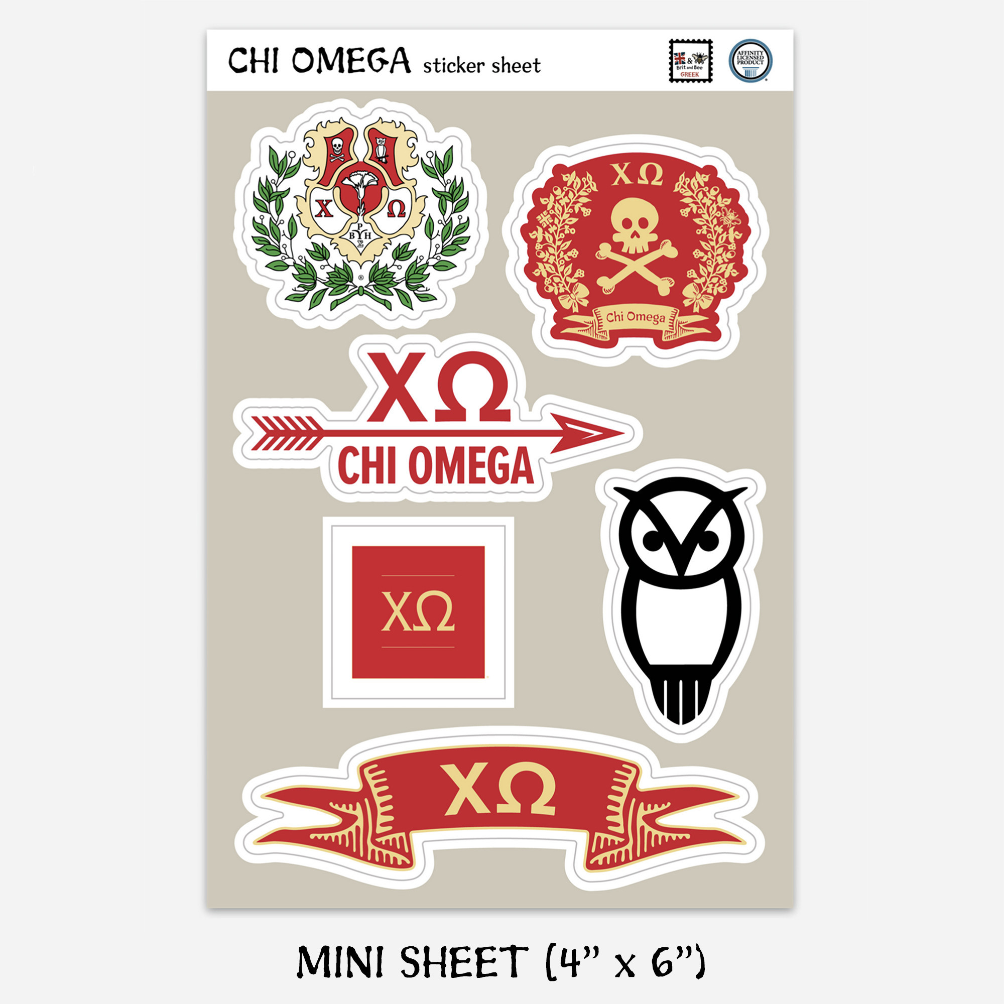 Chi Omega Mini Sticker Sheet