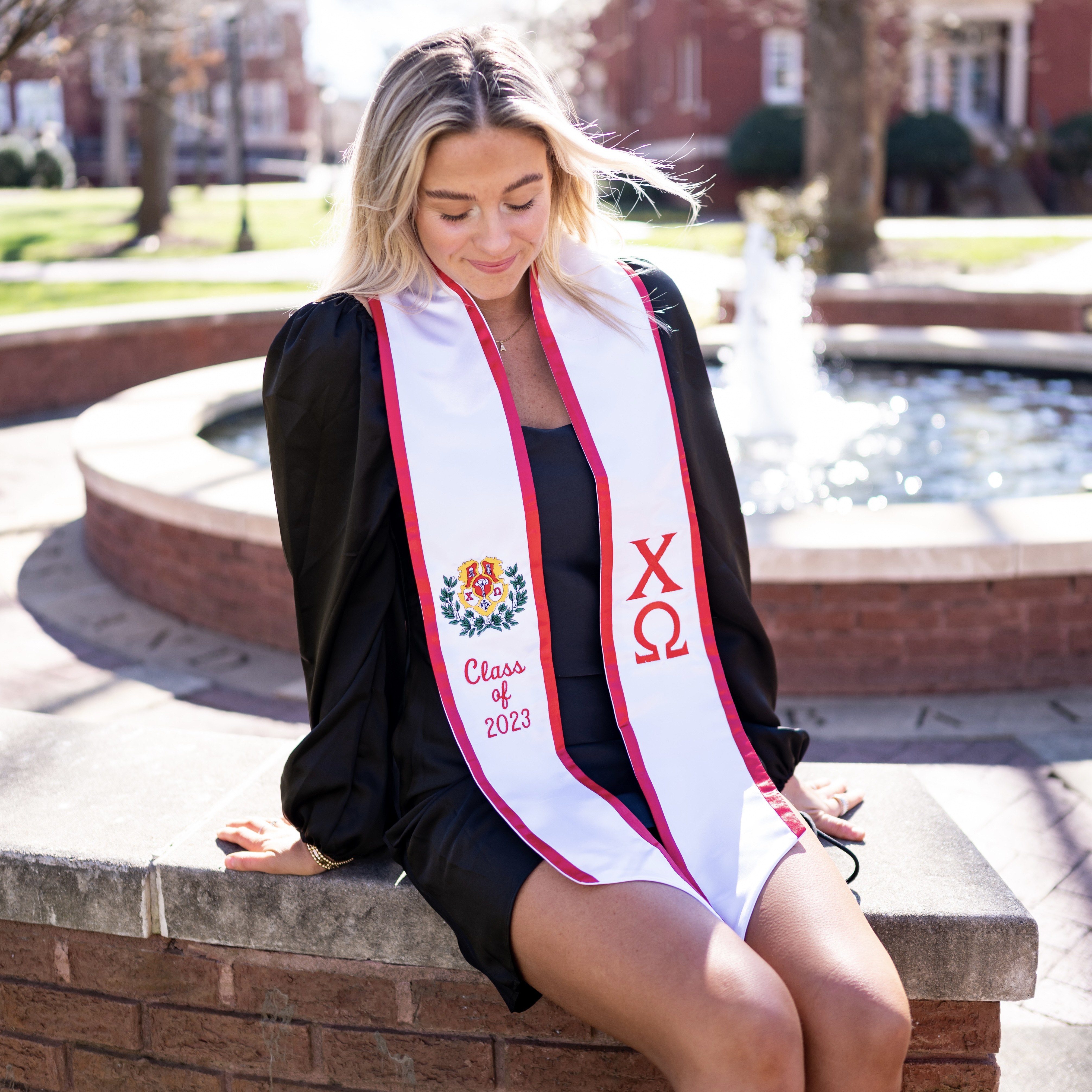 Chi O Creations Embroidered Crest Graduation Stole