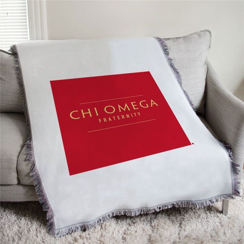 Chi O Creations Fraternity Afghan Blanket Throw