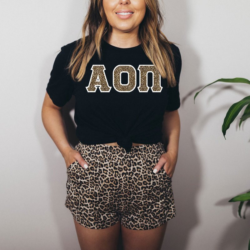 Shop AOII Cheetah Print Lettered Tee