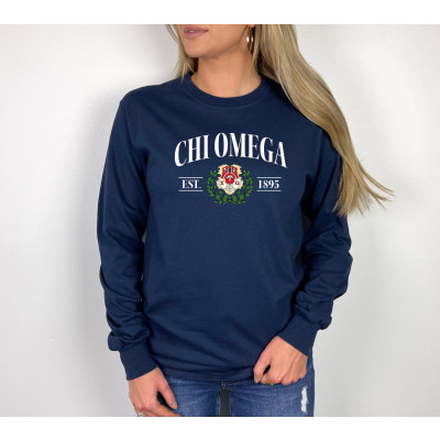 Chi O Creations Classic Style Minimalist Design Long Sleeve T shirt