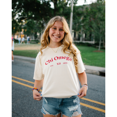 Chi Omega Tied in Pink Women's short sleeve t-shirt