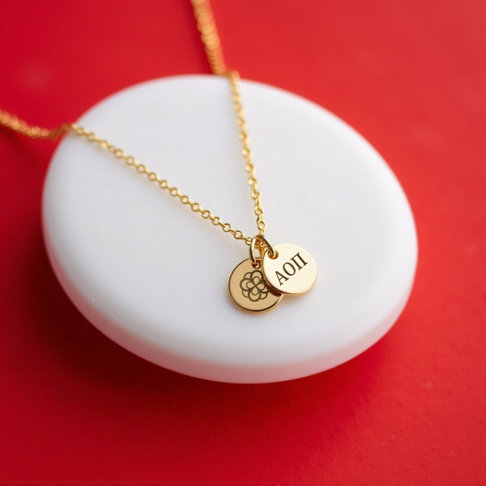 Double Disc Necklace - Infinity Rose and Letters