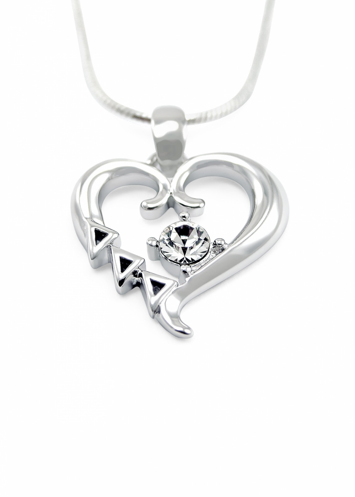 Delta Delta Delta Sterling Silver Heart Pendant