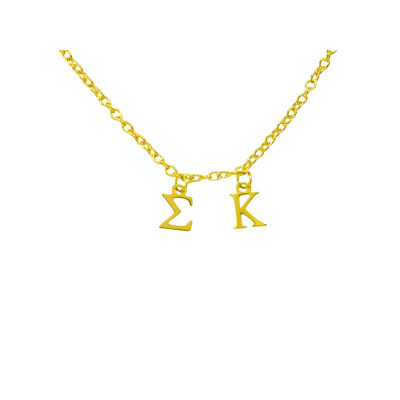 14K Plated Silver Sigma Kappa Large Purple Enamel Logo Necklace