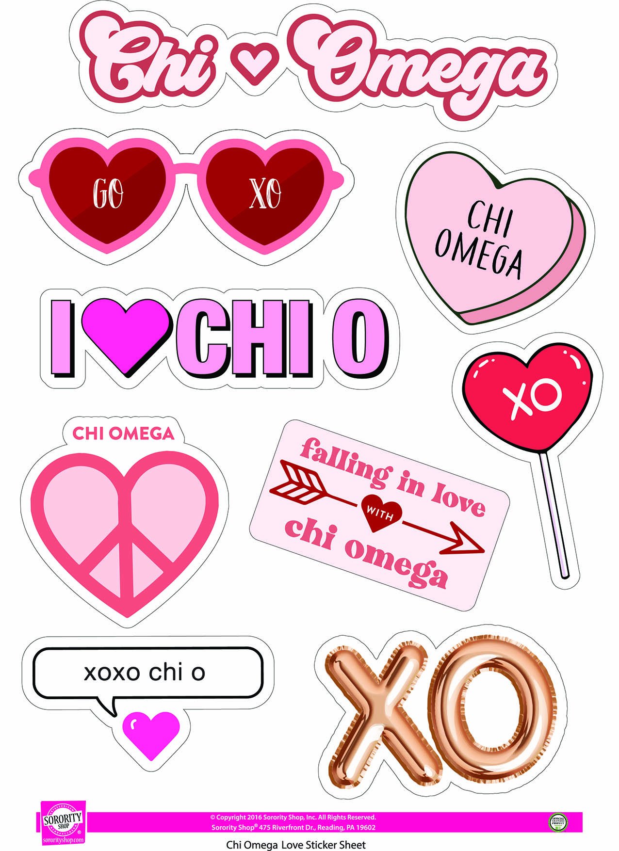 Chi O Creations Sticker Sheet Love Theme