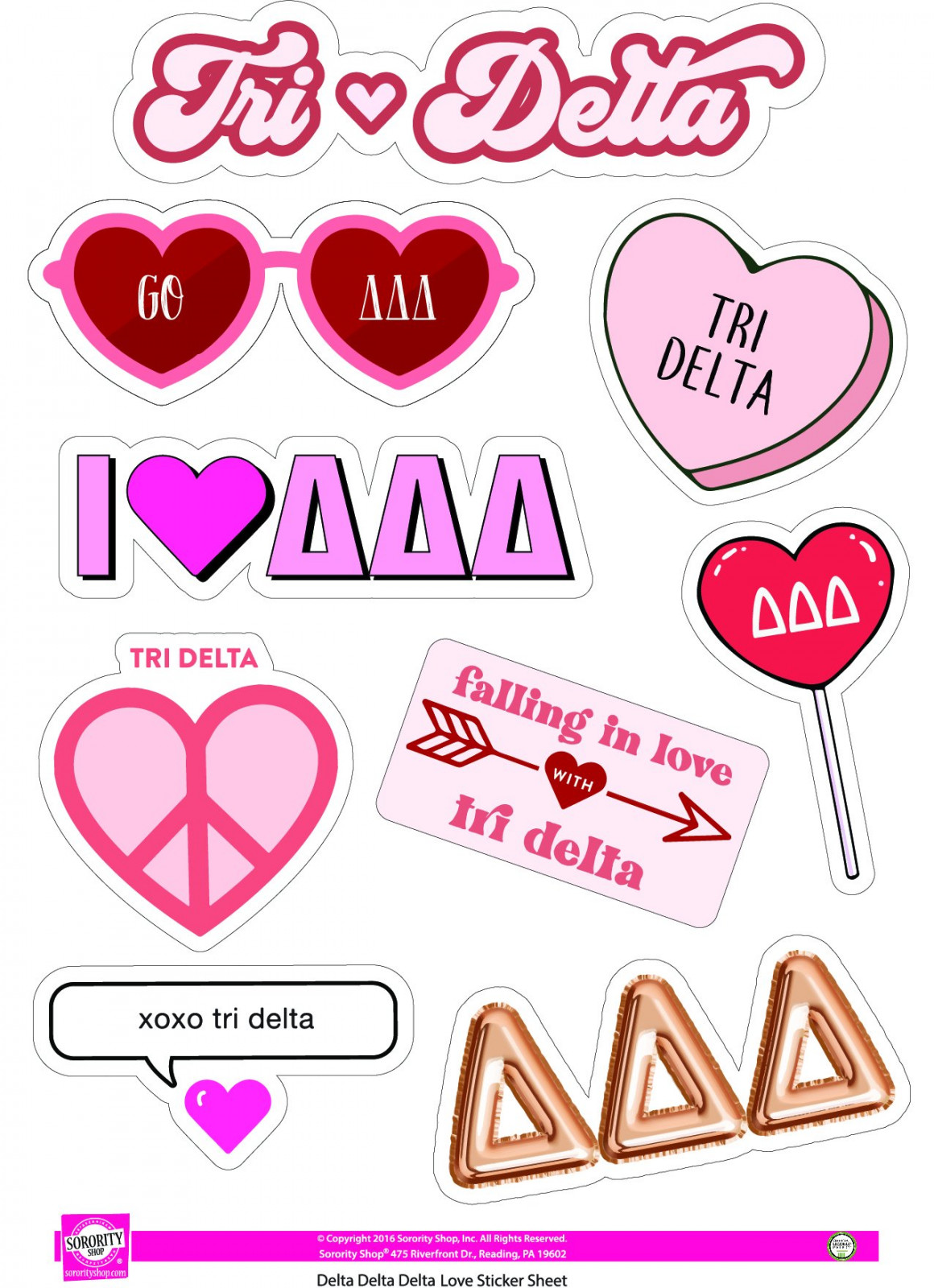 Sticker Sheet Delta Delta Delta Retro Theme