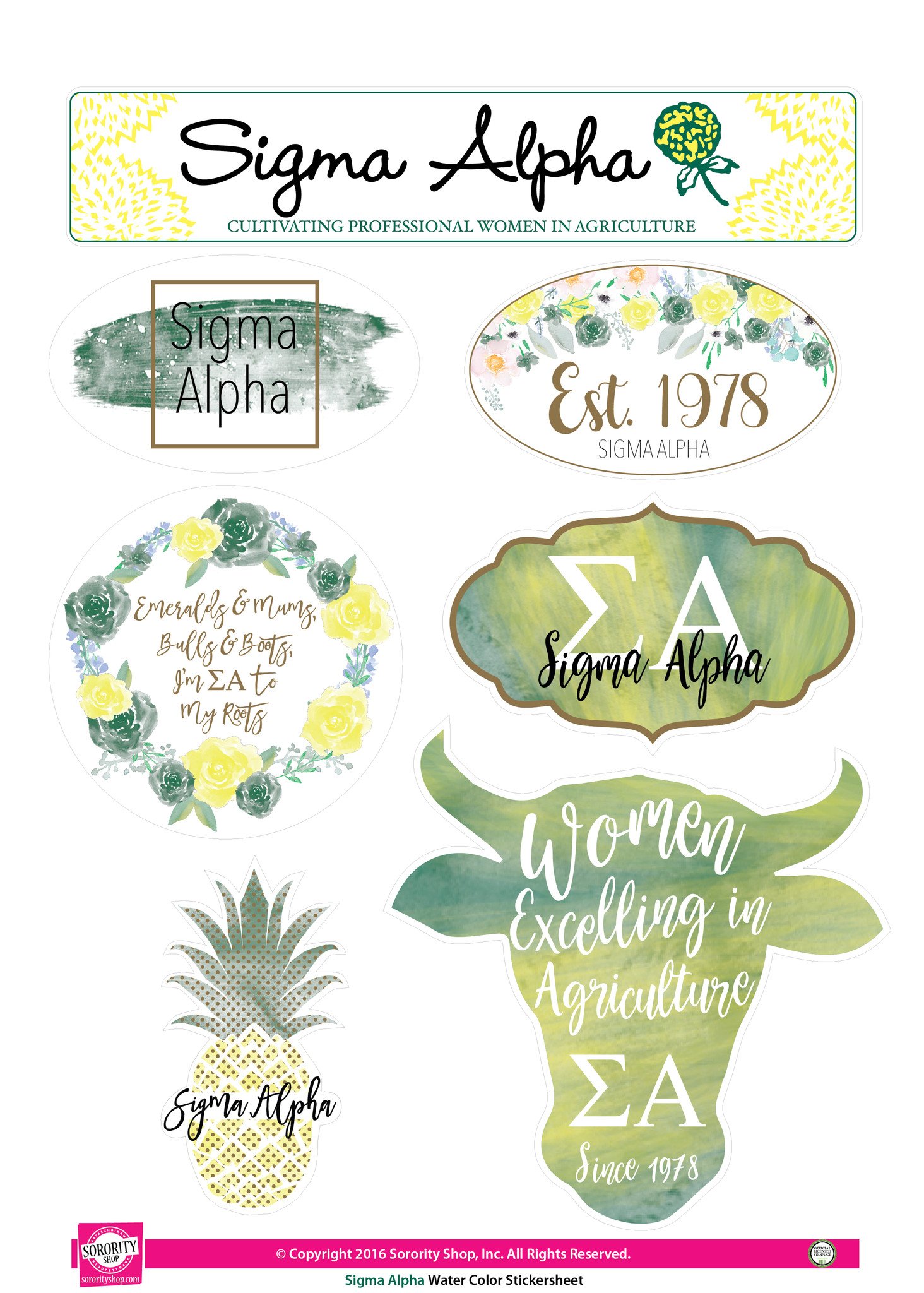 thumbnail image 2 of Tri Sigma Sorority Sticker Sheet - Girl Power Design With 15 Repositionable Vinyl Stickers 2 of 10