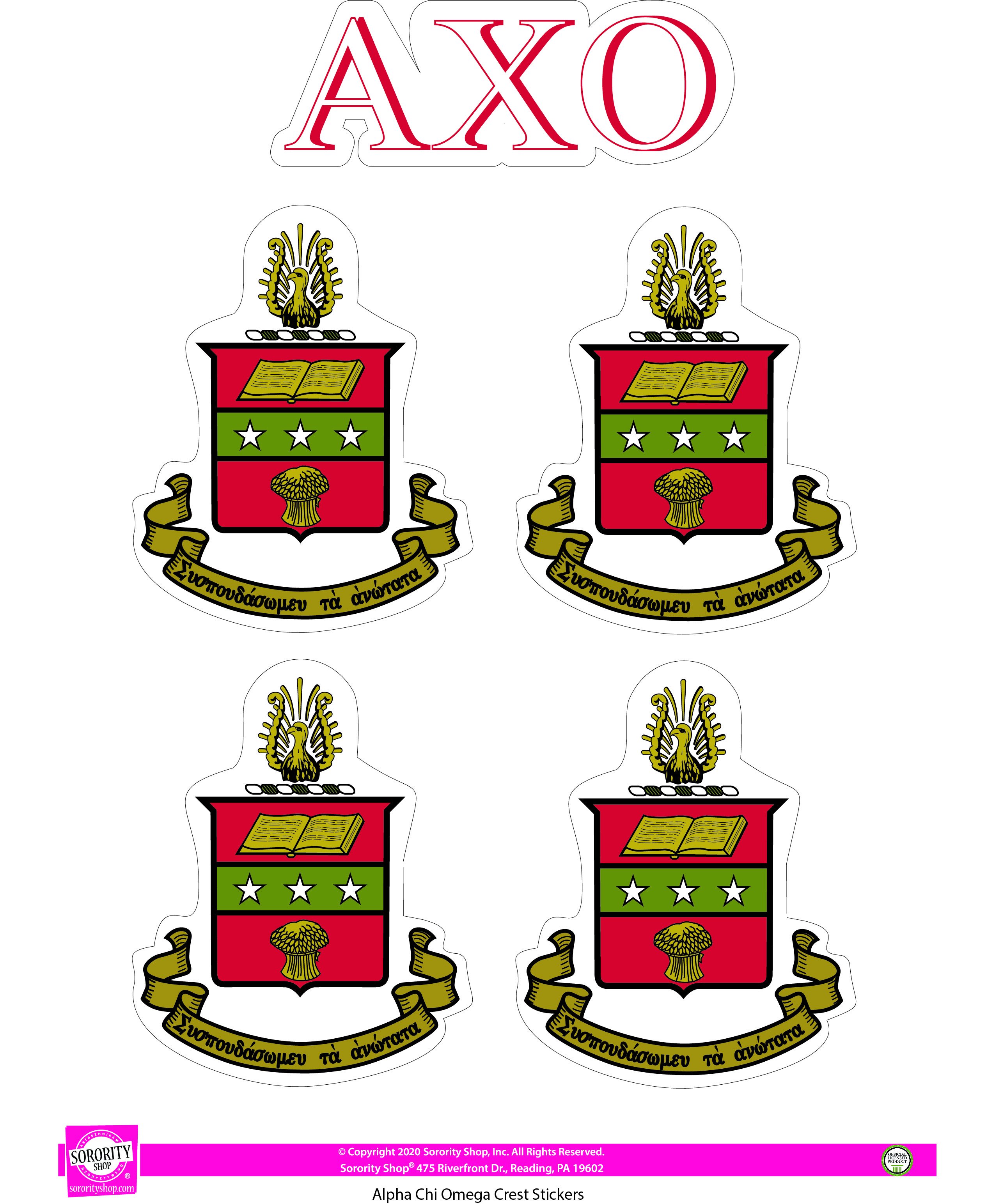 Alpha Chi Omega Crest Sticker Sheet