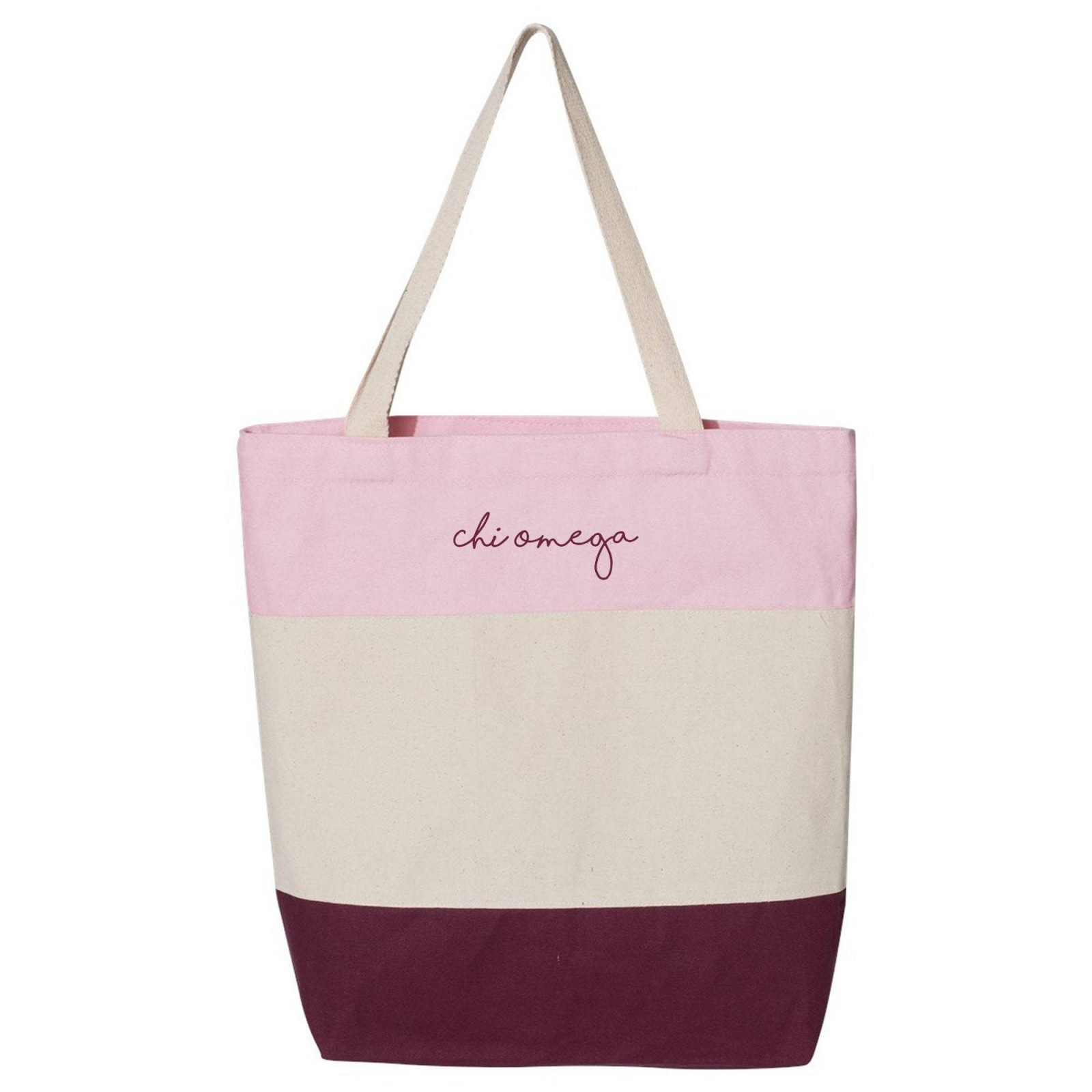 Basic Cursive Greek Letter Embroidered Canvas Tote Bag