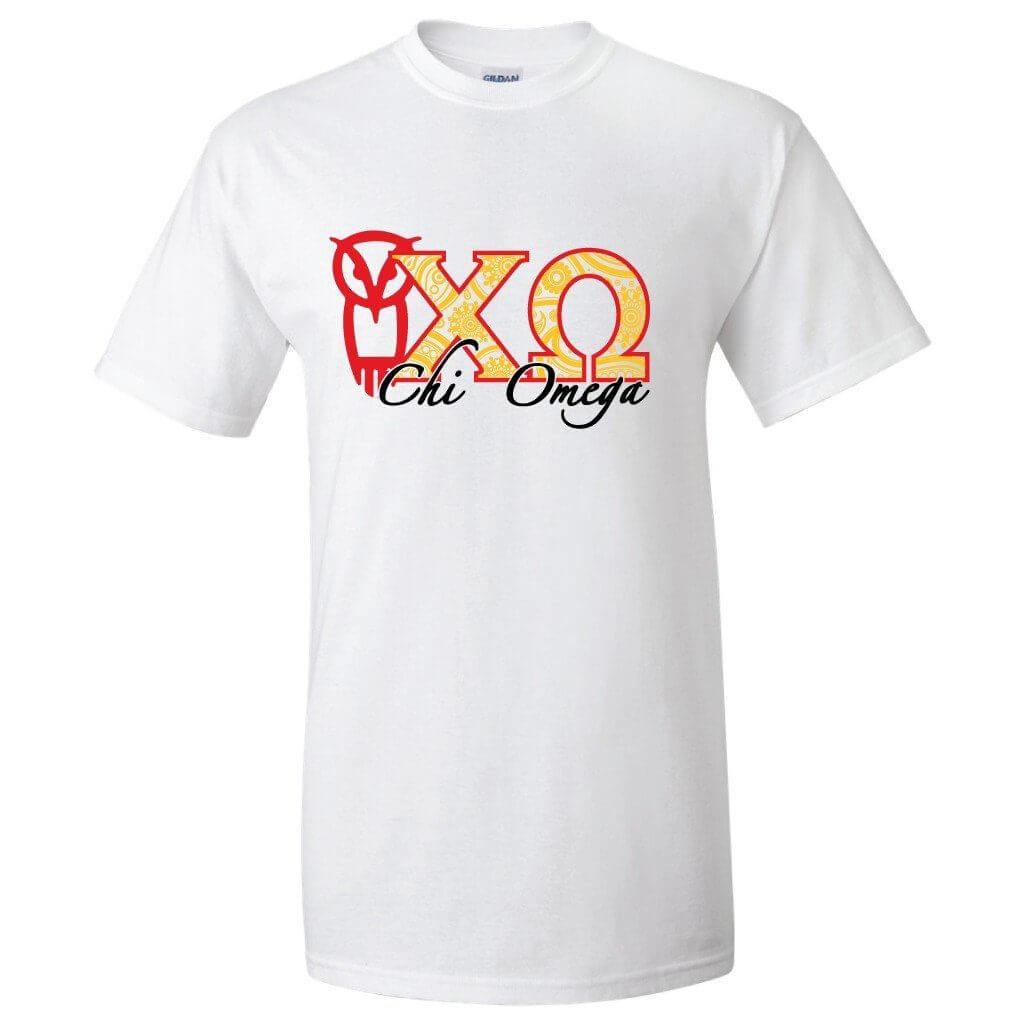 Chi O Creations Owl and Greek Letters T Shirt