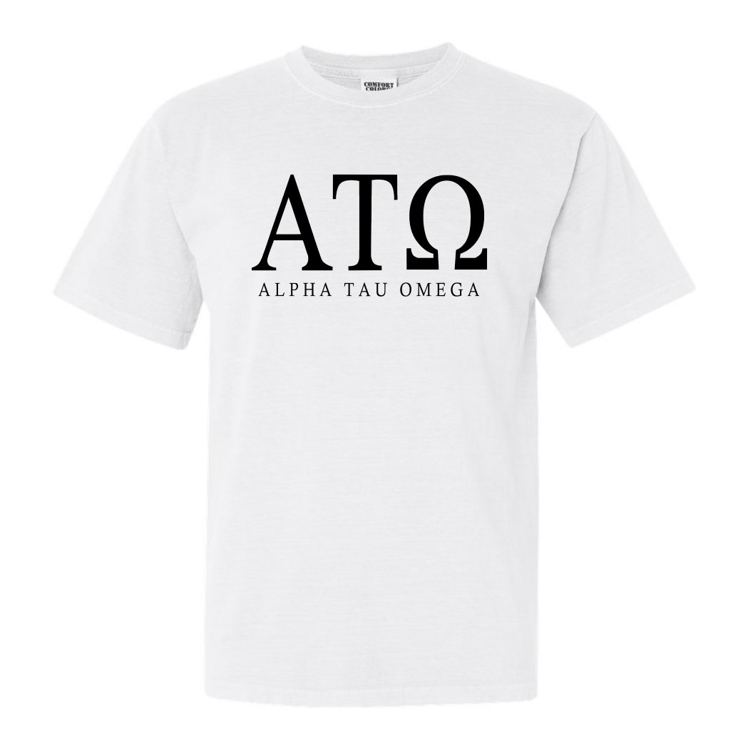 Alpha Tau Omega Comfort Colors T Shirt Block Letter Shirt