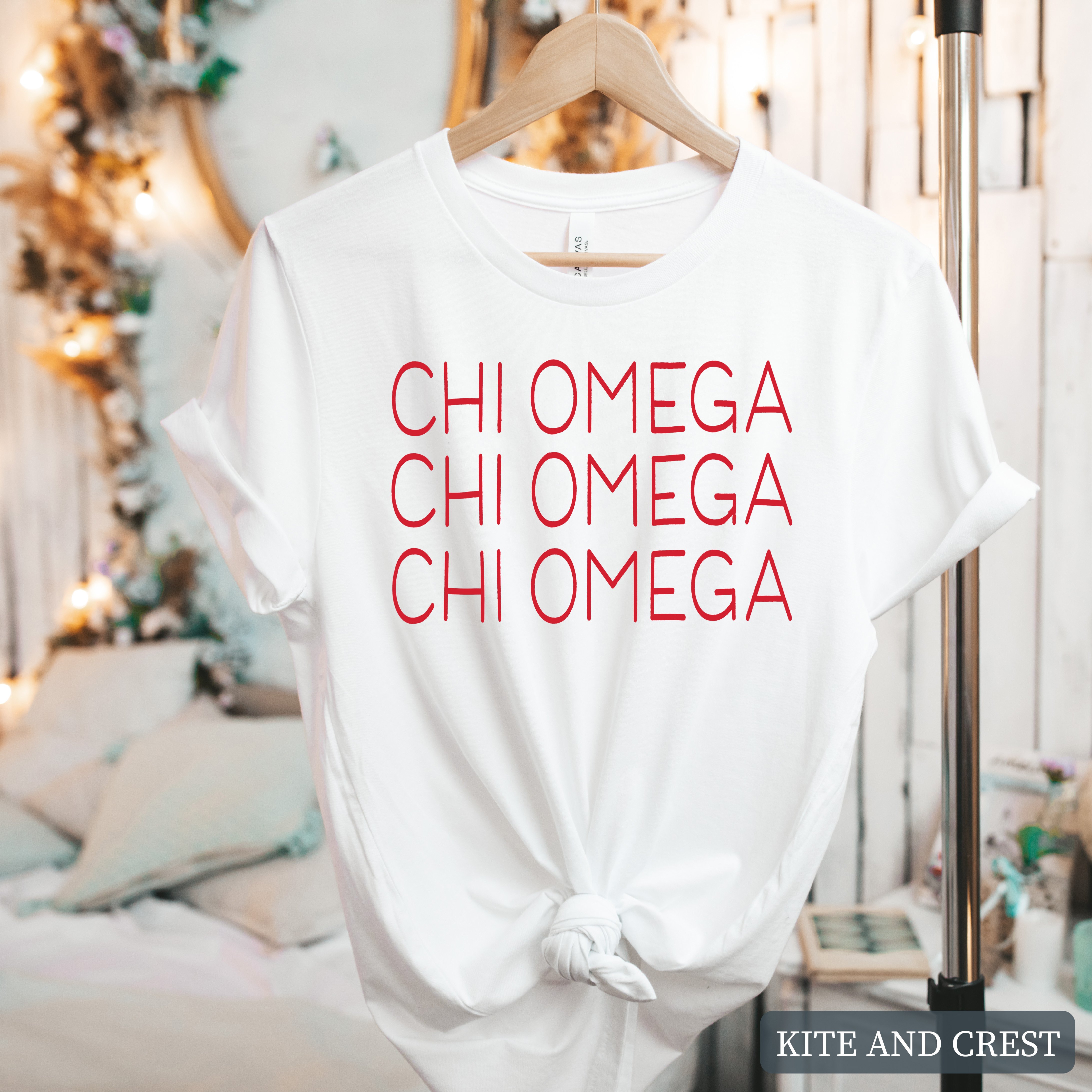 Chi O Creations T Shirt Red and Stacked Shirt Sorority Gift Idea