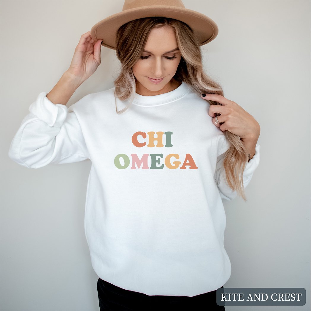 Chi O Creations Bright and Colorful Sorority Crewneck Sweatshirt