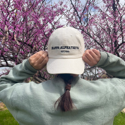 Kappa Alpha Theta Sorority Baseball Cap - Pink Gradient Embroidery, Unstructured, Adjustable