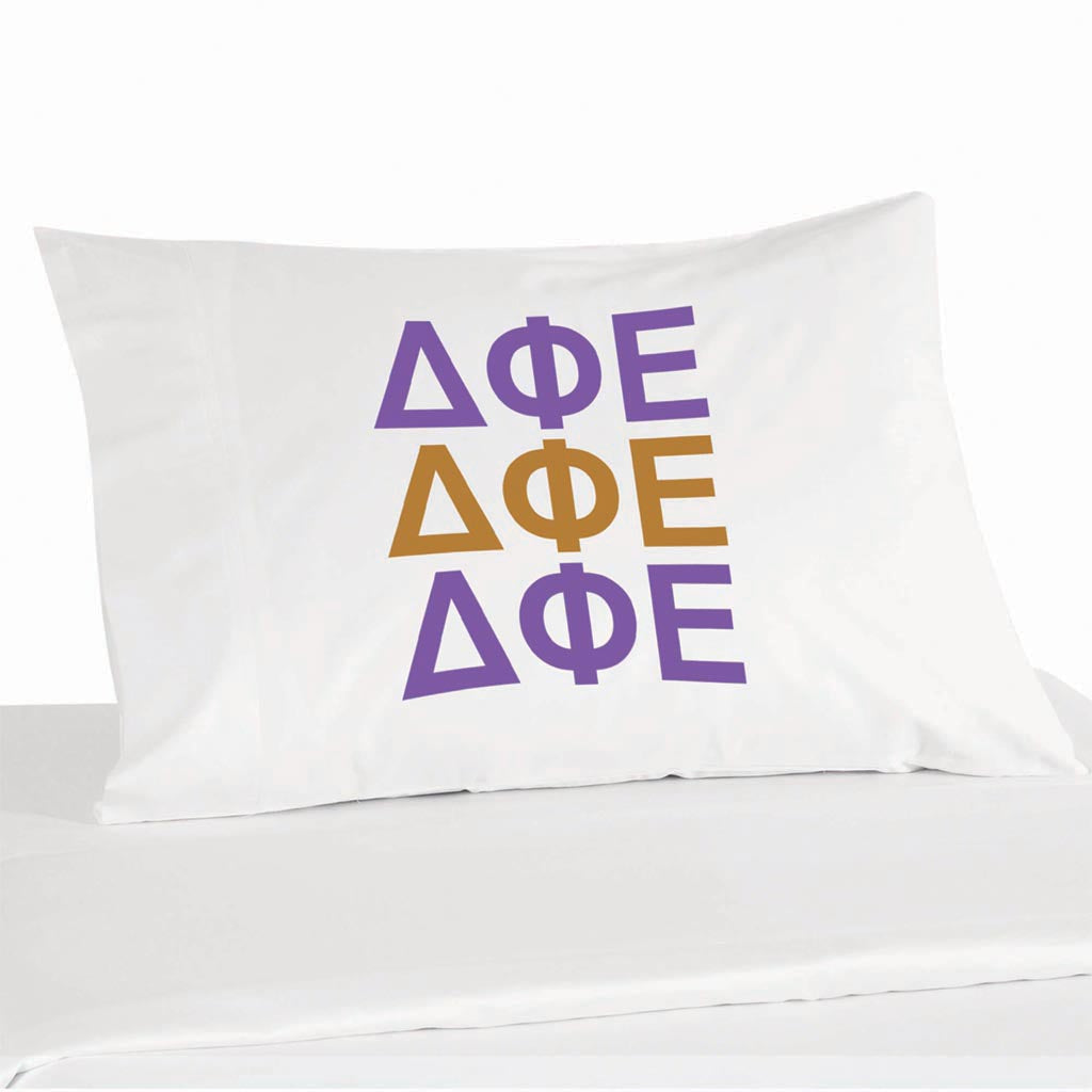 Shop DPhiE Sorority Letters in Sorority Colors Pillowcase