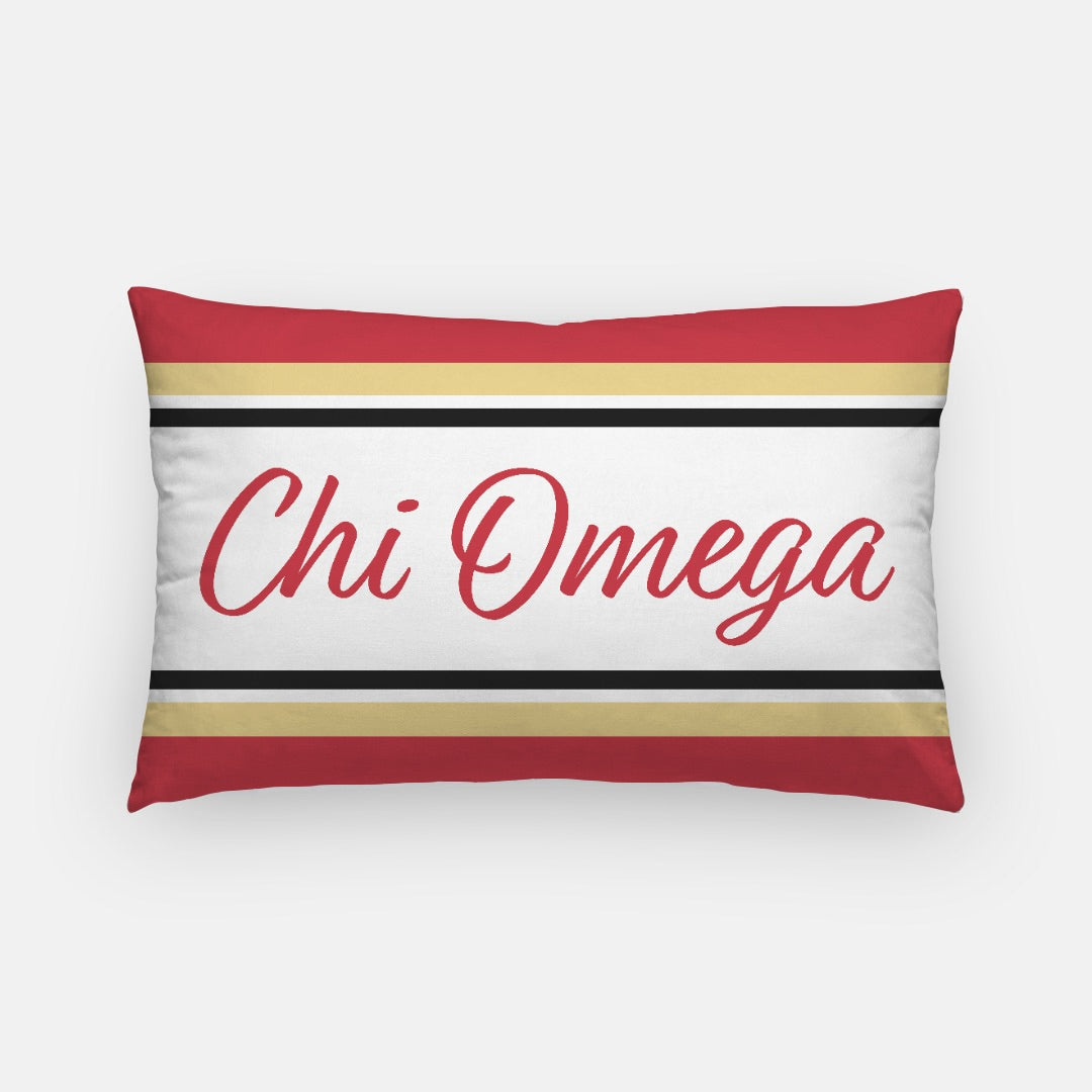 Chi Omega Striped Lumbar Pillow Cover