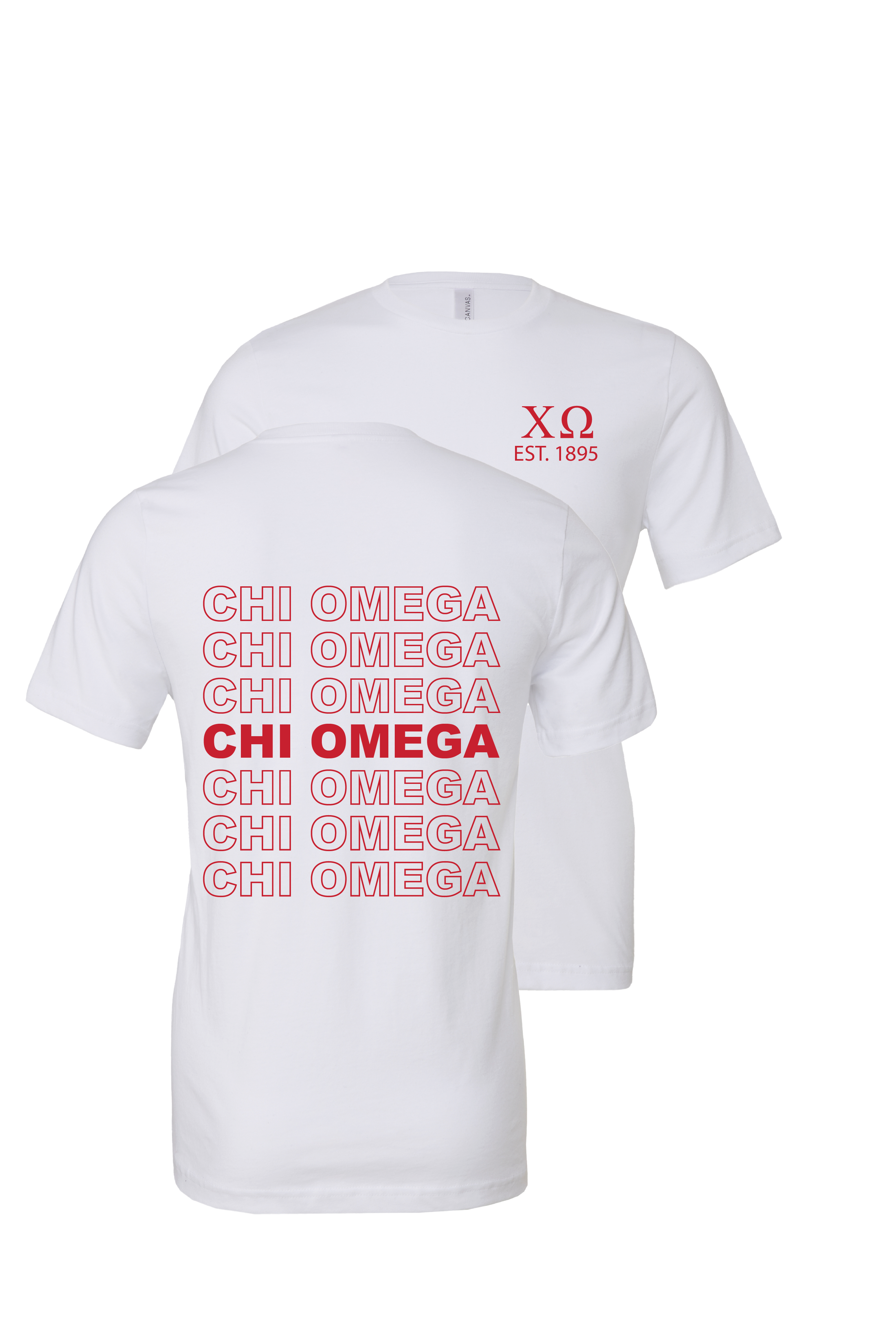 Chi Omega Repeating Name Short Sleeve T Shirts