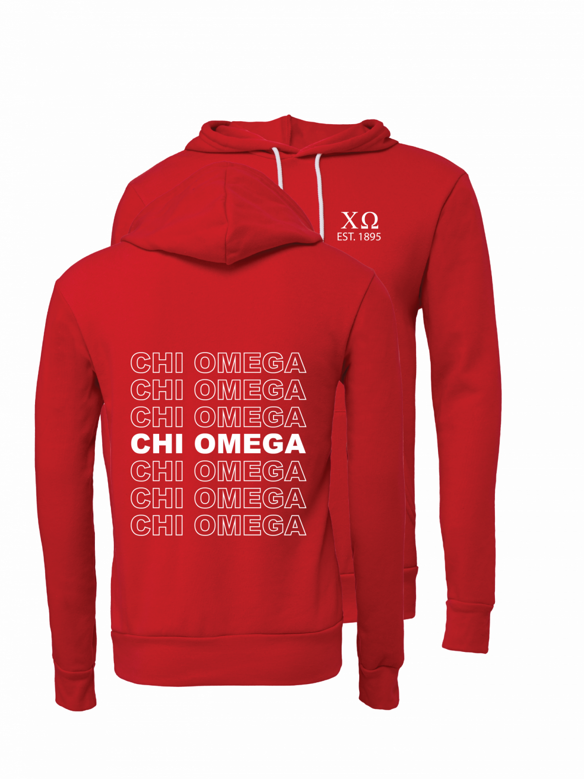 Chi O Creations Repeating Name Hooded Sweatshirts