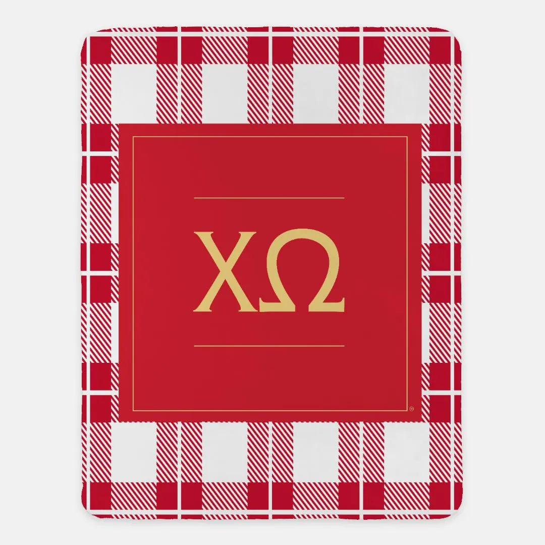 Chi O Creations Cardinal Plaid Sherpa Blanket 60x80