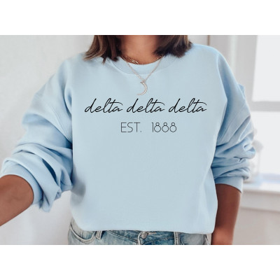 Delta Delta Delta Yin-Yang Surf Sorority Hoodie Mineral Wash Tie Dye | Greek Life outlet Sweatshirt | Tri Delta comfy hoodie