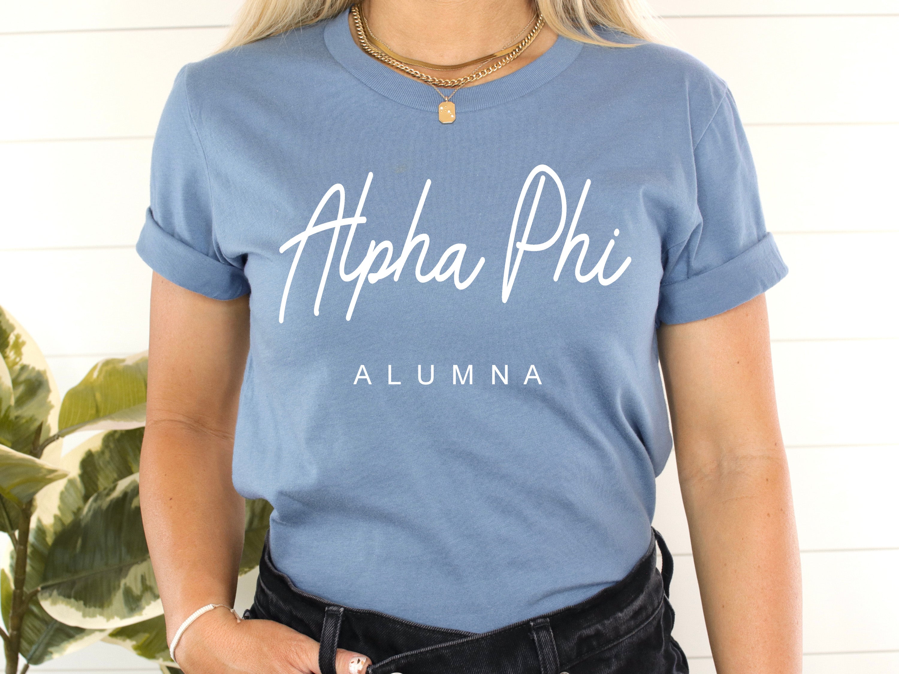 Shop Alpha Phi Flashy Alumna Sorority T shirt 2530g