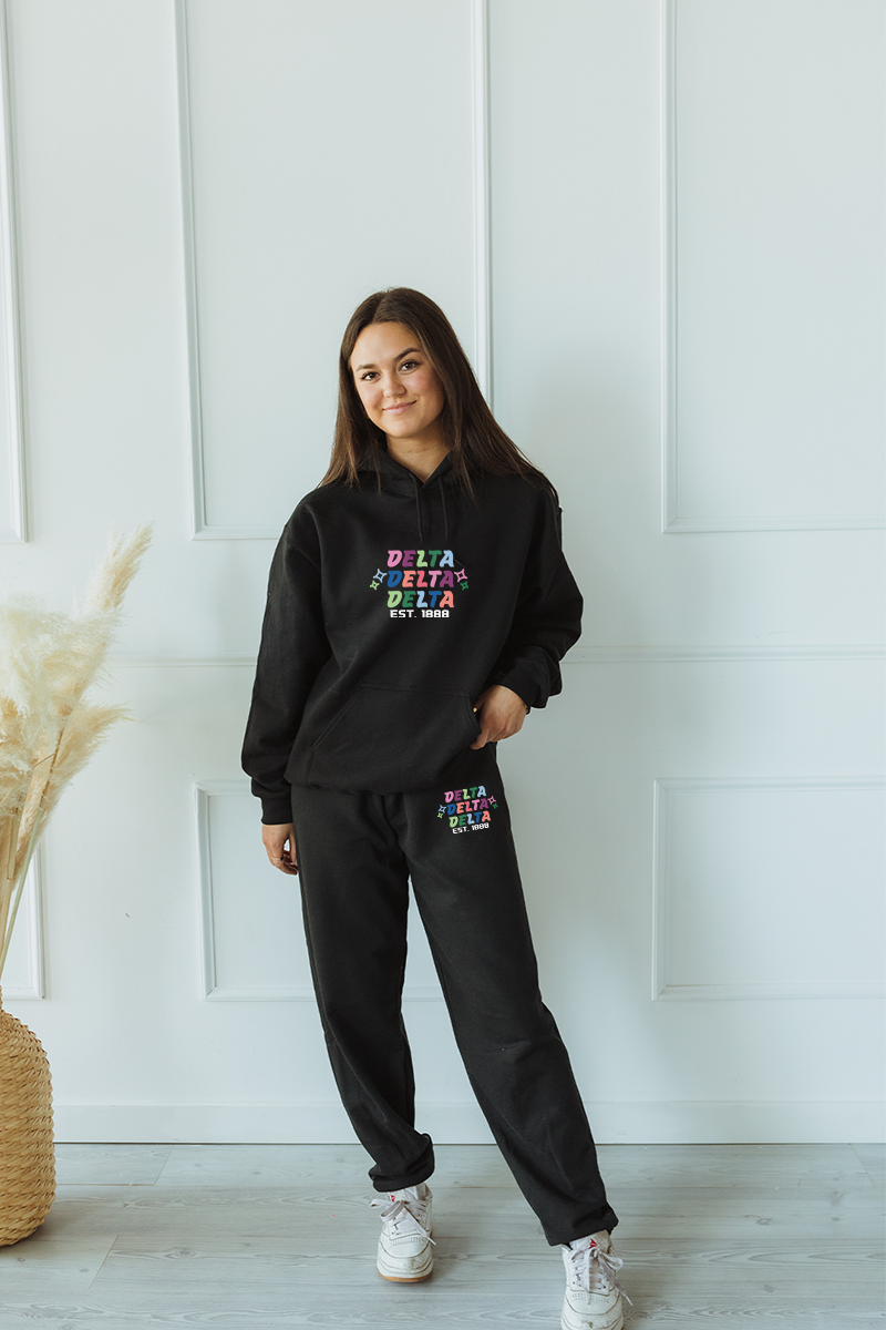 Shop Tri Delta Rainbow Text sweatsuit