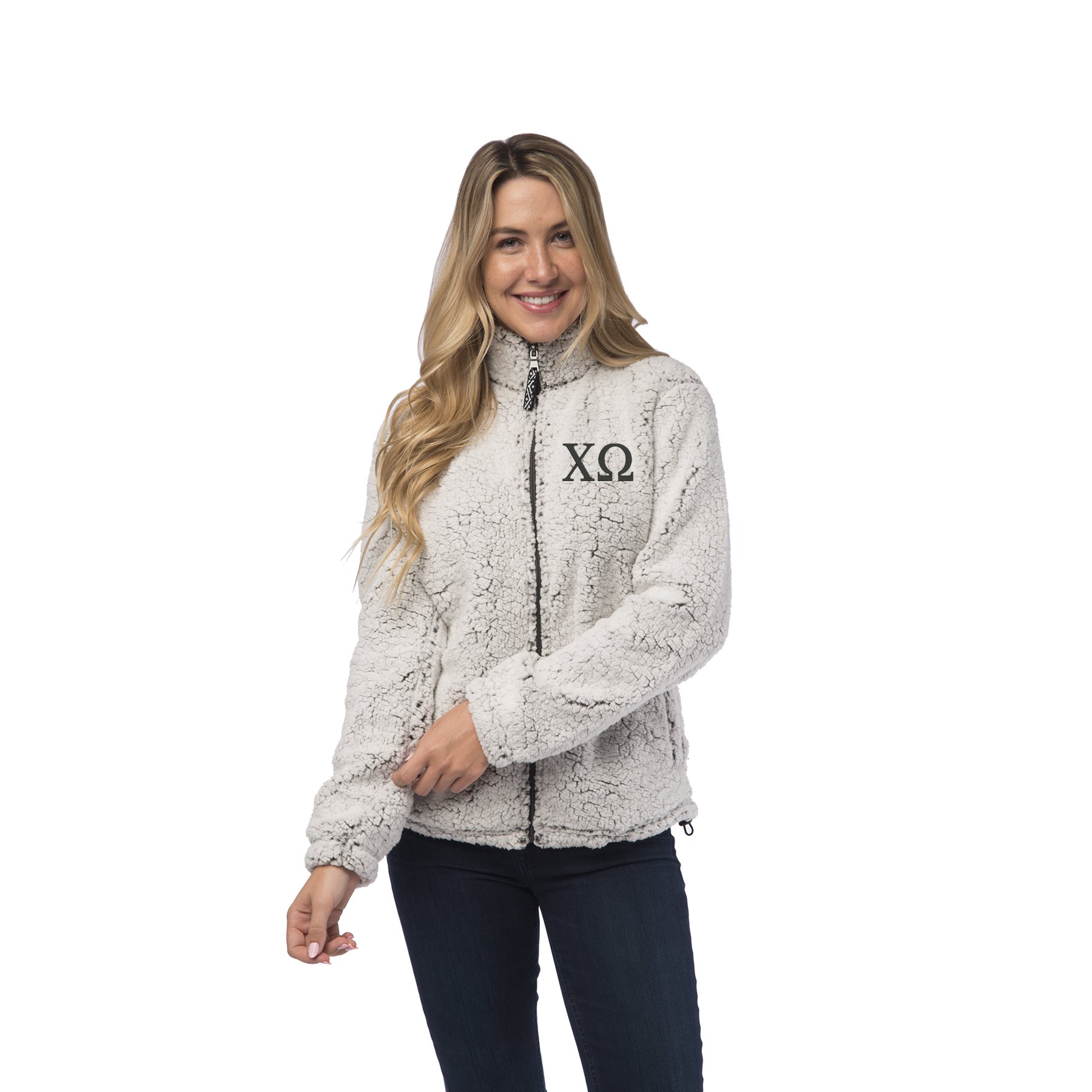 Womens Monogrammed Sherpa Jacket Frosty Grey Xs