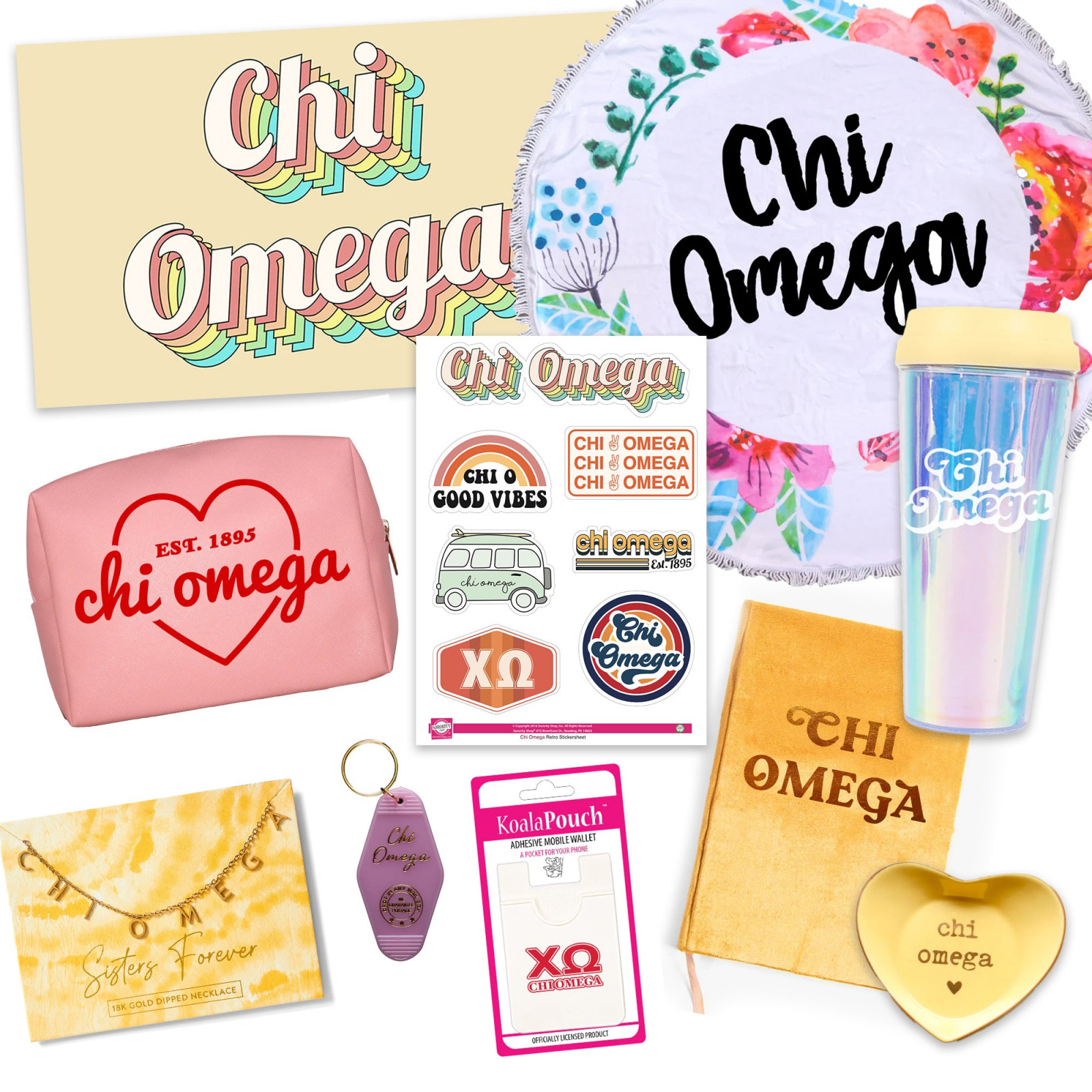 Chi Omega Celebrate Sisterhood Sorority Gift Box 10 unique items