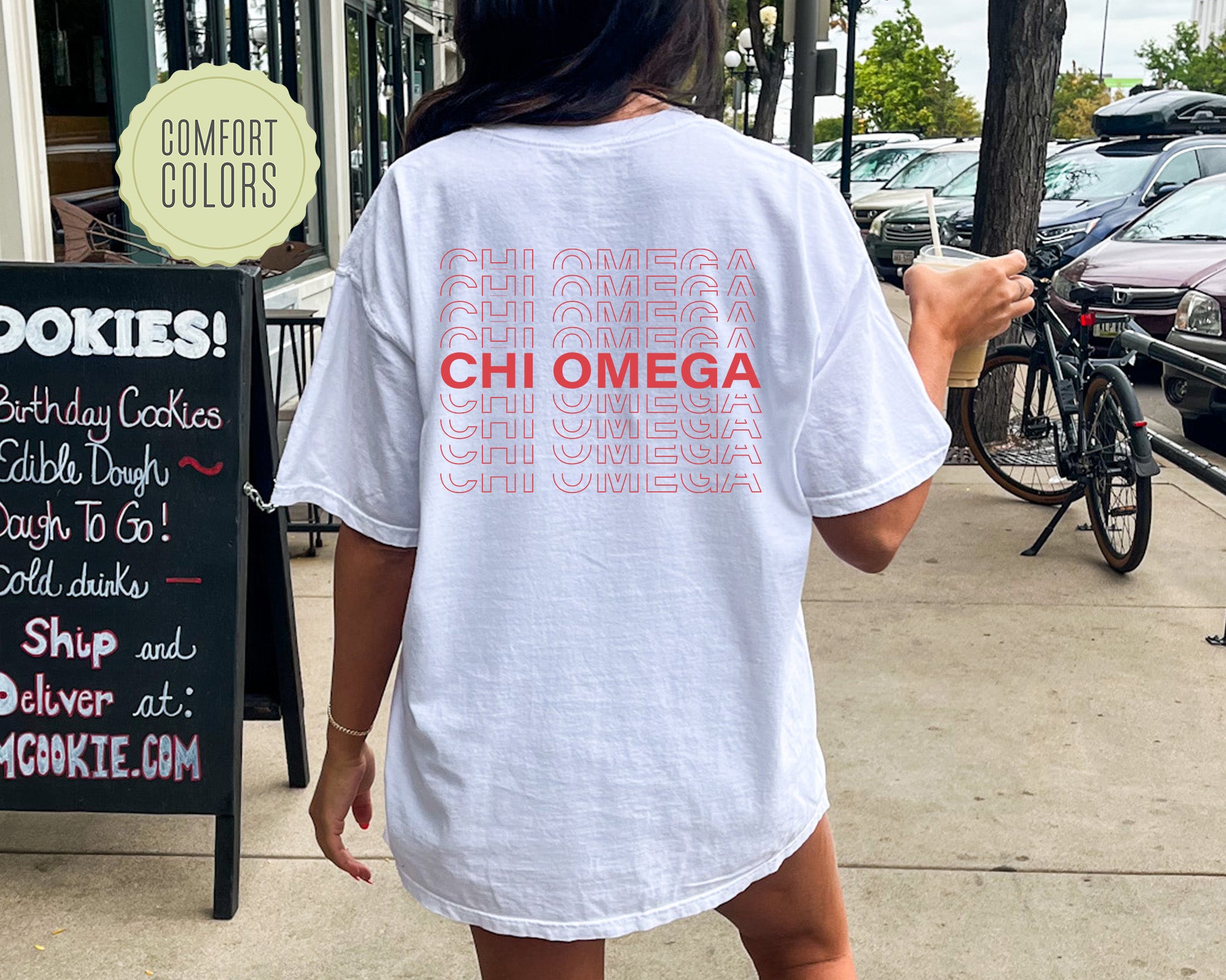 Chi O Creations Repeating Name Comfort Colors Sorority T shirt